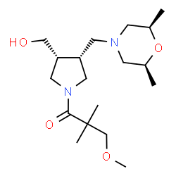 ChemSpider 2D Image | 1-[(3R,4R)-3-{[(2R,6S)-2,6-Dimethyl-4-morpholinyl]methyl}-4-(hydroxymethyl)-1-pyrrolidinyl]-3-methoxy-2,2-dimethyl-1-propanone | C18H34N2O4
