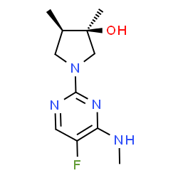 ChemSpider 2D Image | (3R,4R)-1-[5-Fluoro-4-(methylamino)-2-pyrimidinyl]-3,4-dimethyl-3-pyrrolidinol | C11H17FN4O