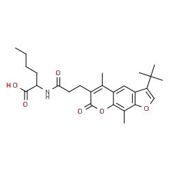 ChemSpider 2D Image | N-{3-[5,9-Dimethyl-3-(2-methyl-2-propanyl)-7-oxo-7H-furo[3,2-g]chromen-6-yl]propanoyl}norleucine | C26H33NO6