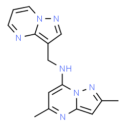 ChemSpider 2D Image | 2,5-Dimethyl-N-(pyrazolo[1,5-a]pyrimidin-3-ylmethyl)pyrazolo[1,5-a]pyrimidin-7-amine | C15H15N7