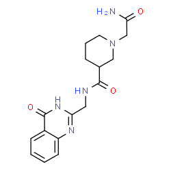 ChemSpider 2D Image | 1-(2-Amino-2-oxoethyl)-N-[(4-oxo-1,4-dihydro-2-quinazolinyl)methyl]-3-piperidinecarboxamide | C17H21N5O3