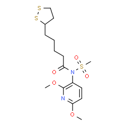ChemSpider 2D Image | N-(2,6-Dimethoxy-3-pyridinyl)-5-(1,2-dithiolan-3-yl)-N-(methylsulfonyl)pentanamide | C16H24N2O5S3
