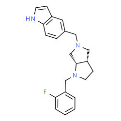 ChemSpider 2D Image | 5-{[(3aS,6aS)-1-(2-Fluorobenzyl)hexahydropyrrolo[3,4-b]pyrrol-5(1H)-yl]methyl}-1H-indole | C22H24FN3