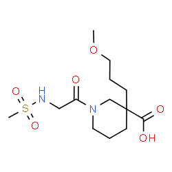 ChemSpider 2D Image | 3-(3-Methoxypropyl)-1-[N-(methylsulfonyl)glycyl]-3-piperidinecarboxylic acid | C13H24N2O6S