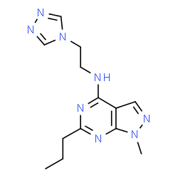 ChemSpider 2D Image | 1-Methyl-6-propyl-N-[2-(4H-1,2,4-triazol-4-yl)ethyl]-1H-pyrazolo[3,4-d]pyrimidin-4-amine | C13H18N8