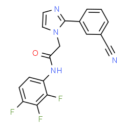 ChemSpider 2D Image | 2-[2-(3-Cyanophenyl)-1H-imidazol-1-yl]-N-(2,3,4-trifluorophenyl)acetamide | C18H11F3N4O