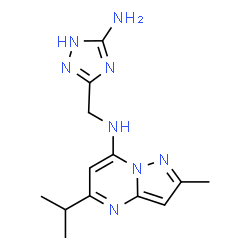 ChemSpider 2D Image | N-[(3-Amino-1H-1,2,4-triazol-5-yl)methyl]-5-isopropyl-2-methylpyrazolo[1,5-a]pyrimidin-7-amine | C13H18N8