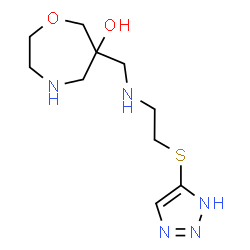 ChemSpider 2D Image | 6-({[2-(1H-1,2,3-Triazol-4-ylsulfanyl)ethyl]amino}methyl)-1,4-oxazepan-6-ol | C10H19N5O2S