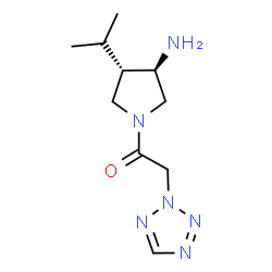 ChemSpider 2D Image | 1-[(3R,4S)-3-Amino-4-isopropyl-1-pyrrolidinyl]-2-(2H-tetrazol-2-yl)ethanone | C10H18N6O