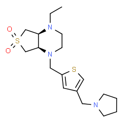 ChemSpider 2D Image | (4aR,7aS)-1-Ethyl-4-{[4-(1-pyrrolidinylmethyl)-2-thienyl]methyl}octahydrothieno[3,4-b]pyrazine 6,6-dioxide | C18H29N3O2S2
