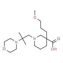 ChemSpider 2D Image | 3-(3-Methoxypropyl)-1-[2-methyl-2-(4-morpholinyl)propyl]-3-piperidinecarboxylic acid | C18H34N2O4
