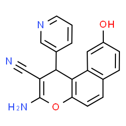 ChemSpider 2D Image | 3-Amino-9-hydroxy-1-pyridin-3-yl-1H-benzo[f]chromene-2-carbonitrile | C19H13N3O2