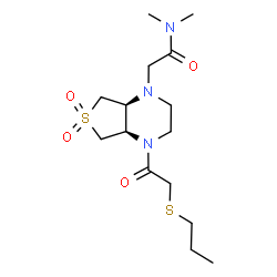 ChemSpider 2D Image | 2-[(4aR,7aS)-6,6-Dioxido-4-[(propylsulfanyl)acetyl]hexahydrothieno[3,4-b]pyrazin-1(2H)-yl]-N,N-dimethylacetamide | C15H27N3O4S2