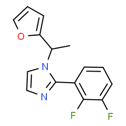 ChemSpider 2D Image | 2-(2,3-Difluorophenyl)-1-[1-(2-furyl)ethyl]-1H-imidazole | C15H12F2N2O