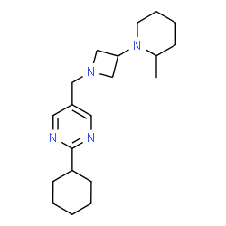 ChemSpider 2D Image | 2-Cyclohexyl-5-{[3-(2-methyl-1-piperidinyl)-1-azetidinyl]methyl}pyrimidine | C20H32N4