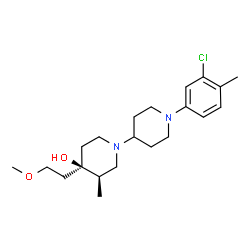 ChemSpider 2D Image | (3R,4R)-1'-(3-Chloro-4-methylphenyl)-4-(2-methoxyethyl)-3-methyl-1,4'-bipiperidin-4-ol | C21H33ClN2O2