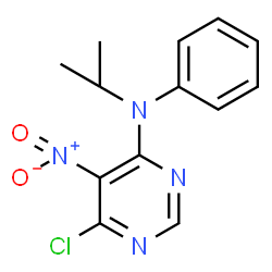ChemSpider 2D Image | 6-Chloro-N-isopropyl-5-nitro-N-phenyl-4-pyrimidinamine | C13H13ClN4O2