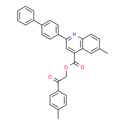 ChemSpider 2D Image | 2-(4-Methylphenyl)-2-oxoethyl 2-(4-biphenylyl)-6-methyl-4-quinolinecarboxylate | C32H25NO3