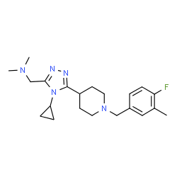 ChemSpider 2D Image | 1-{4-Cyclopropyl-5-[1-(4-fluoro-3-methylbenzyl)-4-piperidinyl]-4H-1,2,4-triazol-3-yl}-N,N-dimethylmethanamine | C21H30FN5