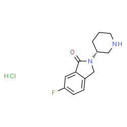 ChemSpider 2D Image | (R)-6-Fluoro-2-(piperidin-3-yl)isoindolin-1-one hydrochloride | C13H16ClFN2O