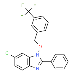 ChemSpider 2D Image | 6-Chloro-2-phenyl-1-{[3-(trifluoromethyl)benzyl]oxy}-1H-benzimidazole | C21H14ClF3N2O