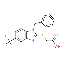 ChemSpider 2D Image | (1-Benzyl-5-trifluoromethyl-1H-benzoimidazol-2-ylsulfanyl)-acetic acid | C17H13F3N2O2S