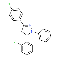 ChemSpider 2D Image | 5-(2-Chlorophenyl)-3-(4-chlorophenyl)-1-phenyl-4,5-dihydro-1H-pyrazole | C21H16Cl2N2