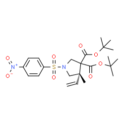 ChemSpider 2D Image | Bis(2-methyl-2-propanyl) (4S)-4-methyl-1-[(4-nitrophenyl)sulfonyl]-4-vinyl-3,3-pyrrolidinedicarboxylate | C23H32N2O8S