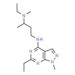 ChemSpider 2D Image | N~3~-Ethyl-N~1~-(6-ethyl-1-methyl-1H-pyrazolo[3,4-d]pyrimidin-4-yl)-N~3~-methyl-1,3-butanediamine | C15H26N6
