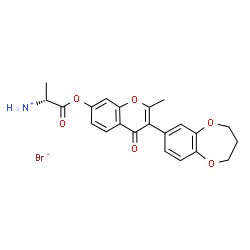 ChemSpider 2D Image | (2R)-1-{[3-(3,4-Dihydro-2H-1,5-benzodioxepin-7-yl)-2-methyl-4-oxo-4H-chromen-7-yl]oxy}-1-oxo-2-propanaminium bromide | C22H22BrNO6