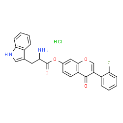 ChemSpider 2D Image | 3-(2-Fluorophenyl)-4-oxo-4H-chromen-7-yl tryptophanate hydrochloride (1:1) | C26H20ClFN2O4