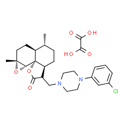 ChemSpider 2D Image | (1aR,1bR,4R,4aS,7R,7aS,9aR)-4-{[4-(3-Chlorophenyl)-1-piperazinyl]methyl}-7,9a-dimethyldecahydro-3H-oxireno[7,8]naphtho[8a,1-b]furan-3-one ethanedioate (1:1) | C27H35ClN2O7