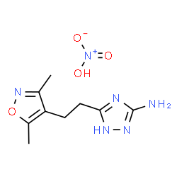 ChemSpider 2D Image | 5-[2-(3,5-Dimethyl-1,2-oxazol-4-yl)ethyl]-1H-1,2,4-triazol-3-amine nitrate (1:1) | C9H14N6O4