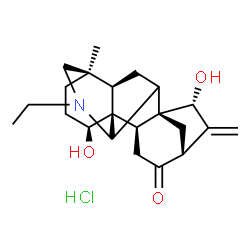 ChemSpider 2D Image | (1R,2R,5R,7R,8R,10R,13R,16S,17R)-11-Ethyl-7,16-dihydroxy-13-methyl-6-methylene-11-azahexacyclo[7.7.2.1~5,8~.0~1,10~.0~2,8~.0~13,17~]nonadecan-4-one hydrochloride (1:1) | C22H32ClNO3