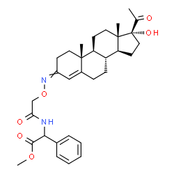 ChemSpider 2D Image | Methyl [({[(17-hydroxy-20-oxopregn-4-en-3-ylidene)amino]oxy}acetyl)amino](phenyl)acetate | C32H42N2O6