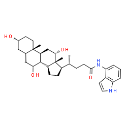 ChemSpider 2D Image | (3alpha,5beta,7alpha,8xi,12alpha)-3,7,12-Trihydroxy-N-(1H-indol-4-yl)cholan-24-amide | C32H46N2O4