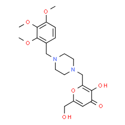 ChemSpider 2D Image | 3-Hydroxy-6-(hydroxymethyl)-2-{[4-(2,3,4-trimethoxybenzyl)-1-piperazinyl]methyl}-4H-pyran-4-one | C21H28N2O7