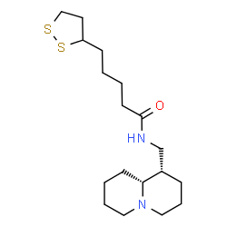 ChemSpider 2D Image | 5-(1,2-Dithiolan-3-yl)-N-[(1S,9aR)-octahydro-2H-quinolizin-1-ylmethyl]pentanamide | C18H32N2OS2