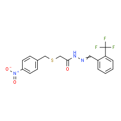 ChemSpider 2D Image | 2-[(4-Nitrobenzyl)sulfanyl]-N'-[2-(trifluoromethyl)benzylidene]acetohydrazide | C17H14F3N3O3S