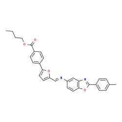 ChemSpider 2D Image | Butyl 4-{5-[(E)-{[2-(4-methylphenyl)-1,3-benzoxazol-5-yl]imino}methyl]-2-furyl}benzoate | C30H26N2O4