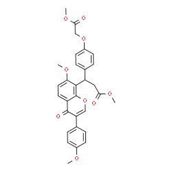 ChemSpider 2D Image | Methyl 3-[7-methoxy-3-(4-methoxyphenyl)-4-oxo-4H-chromen-8-yl]-3-[4-(2-methoxy-2-oxoethoxy)phenyl]propanoate | C30H28O9