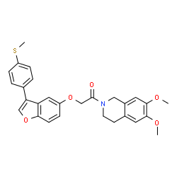 ChemSpider 2D Image | 1-(6,7-Dimethoxy-3,4-dihydro-2(1H)-isoquinolinyl)-2-({3-[4-(methylsulfanyl)phenyl]-1-benzofuran-5-yl}oxy)ethanone | C28H27NO5S