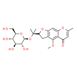 ChemSpider 2D Image | 2-[(2R)-4-Methoxy-7-methyl-5-oxo-2,3-dihydro-5H-furo[3,2-g]chromen-2-yl]-2-propanyl beta-D-glucopyranoside | C22H28O10