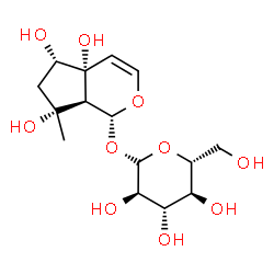 ChemSpider 2D Image | (1R,4aR,5S,7R,7aS)-4a,5,7-Trihydroxy-7-methyl-1,4a,5,6,7,7a-hexahydrocyclopenta[c]pyran-1-yl alpha-D-glucopyranoside | C15H24O10