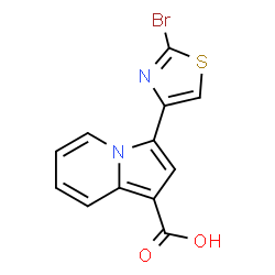 ChemSpider 2D Image | 3-(2-Bromothiazol-4-yl)indolizine-1-carboxylic acid | C12H7BrN2O2S