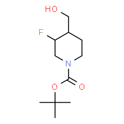 ChemSpider 2D Image | tert-butyl 3-fluoro-4-(hydroxymethyl)piperidine-1-carboxylate | C11H20FNO3