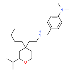 ChemSpider 2D Image | 4-[({2-[2-Isopropyl-4-(3-methylbutyl)tetrahydro-2H-pyran-4-yl]ethyl}amino)methyl]-N,N-dimethylaniline | C24H42N2O