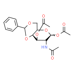 ChemSpider 2D Image | (5xi)-2-Acetamido-1,3-di-O-acetyl-4,6-O-benzylidene-2-deoxy-L-arabino-hexopyranose | C19H23NO8