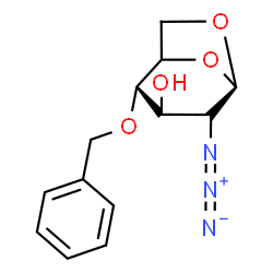 ChemSpider 2D Image | (2S,3R,4R,5R)-4-Azido-2-(benzyloxy)-6,8-dioxabicyclo[3.2.1]octan-3-ol | C13H15N3O4