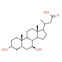 ChemSpider 2D Image | 3-[(5S,7S,8R,10S,13R)-3,7-Dihydroxy-10,13-dimethylhexadecahydro-1H-cyclopenta[a]phenanthren-17-yl]butanoic acid | C23H38O4